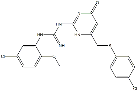 N-(5-chloro-2-methoxyphenyl)-N'-(6-{[(4-chlorophenyl)thio]methyl}-4-oxo-1,4-dihydro-2-pyrimidinyl)guanidine Structure