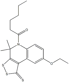 8-ethoxy-5-hexanoyl-4,4-dimethyl-4,5-dihydro-1H-[1,2]dithiolo[3,4-c]quinoline-1-thione 구조식 이미지