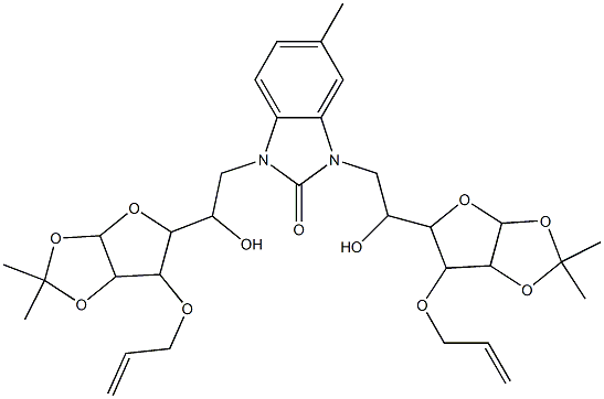 1,3-bis{2-[6-(allyloxy)-2,2-dimethyltetrahydrofuro[2,3-d][1,3]dioxol-5-yl]-2-hydroxyethyl}-5-methyl-1,3-dihydro-2H-benzimidazol-2-one Structure