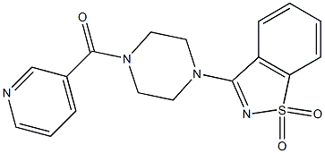 3-[4-(3-pyridinylcarbonyl)-1-piperazinyl]-1,2-benzisothiazole 1,1-dioxide Structure