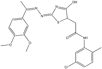 N-(5-chloro-2-methylphenyl)-2-(2-{[1-(3,4-dimethoxyphenyl)ethylidene]hydrazono}-4-hydroxy-2,5-dihydro-1,3-thiazol-5-yl)acetamide Structure