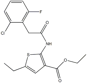 ethyl 2-{[(2-chloro-6-fluorophenyl)acetyl]amino}-5-ethyl-3-thiophenecarboxylate 구조식 이미지