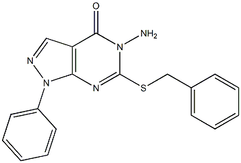 5-amino-6-(benzylsulfanyl)-1-phenyl-1,5-dihydro-4H-pyrazolo[3,4-d]pyrimidin-4-one 구조식 이미지