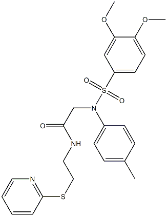 2-{[(3,4-dimethoxyphenyl)sulfonyl]-4-methylanilino}-N-[2-(2-pyridinylsulfanyl)ethyl]acetamide 구조식 이미지