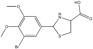 2-(3-bromo-4,5-dimethoxyphenyl)-1,3-thiazolidine-4-carboxylic acid 구조식 이미지