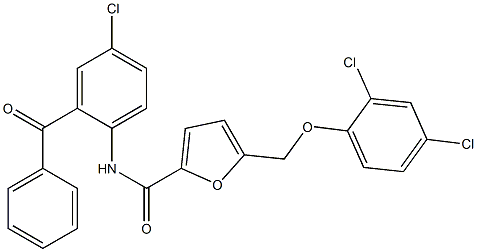 N-(2-benzoyl-4-chlorophenyl)-5-[(2,4-dichlorophenoxy)methyl]-2-furamide 구조식 이미지