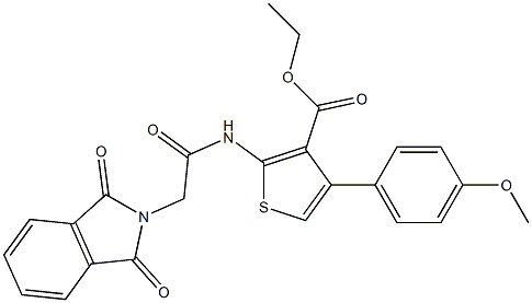 ethyl 2-{[(1,3-dioxo-1,3-dihydro-2H-isoindol-2-yl)acetyl]amino}-4-(4-methoxyphenyl)-3-thiophenecarboxylate 구조식 이미지