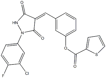 3-{[1-(3-chloro-4-fluorophenyl)-3,5-dioxo-4-pyrazolidinylidene]methyl}phenyl 2-thiophenecarboxylate Structure
