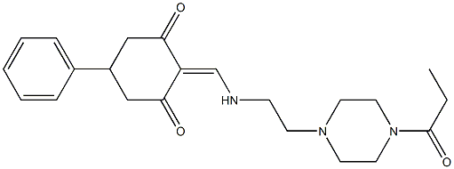 5-phenyl-2-({[2-(4-propionyl-1-piperazinyl)ethyl]amino}methylene)-1,3-cyclohexanedione 구조식 이미지