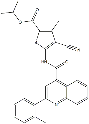 isopropyl 4-cyano-3-methyl-5-({[2-(2-methylphenyl)-4-quinolinyl]carbonyl}amino)-2-thiophenecarboxylate 구조식 이미지