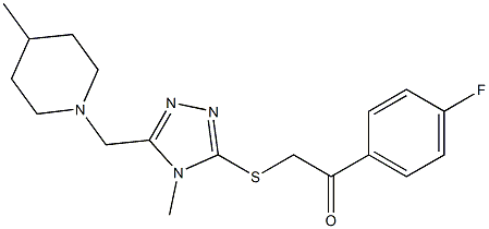 1-(4-fluorophenyl)-2-({4-methyl-5-[(4-methyl-1-piperidinyl)methyl]-4H-1,2,4-triazol-3-yl}sulfanyl)ethanone Structure