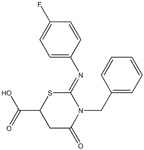 3-benzyl-2-[(4-fluorophenyl)imino]-4-oxo-1,3-thiazinane-6-carboxylic acid 구조식 이미지