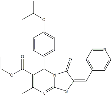 ethyl 5-(4-isopropoxyphenyl)-7-methyl-3-oxo-2-(4-pyridinylmethylene)-2,3-dihydro-5H-[1,3]thiazolo[3,2-a]pyrimidine-6-carboxylate Structure