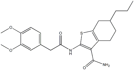 2-{[(3,4-dimethoxyphenyl)acetyl]amino}-6-propyl-4,5,6,7-tetrahydro-1-benzothiophene-3-carboxamide 구조식 이미지