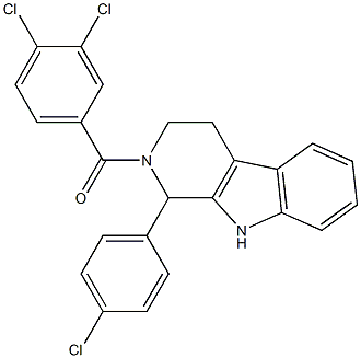 1-(4-chlorophenyl)-2-(3,4-dichlorobenzoyl)-2,3,4,9-tetrahydro-1H-beta-carboline 구조식 이미지