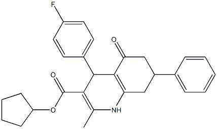 cyclopentyl 4-(4-fluorophenyl)-2-methyl-5-oxo-7-phenyl-1,4,5,6,7,8-hexahydro-3-quinolinecarboxylate Structure