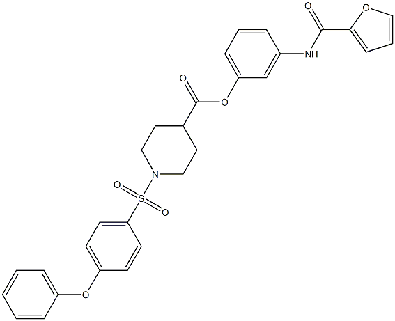 3-(2-furoylamino)phenyl 1-[(4-phenoxyphenyl)sulfonyl]-4-piperidinecarboxylate Structure