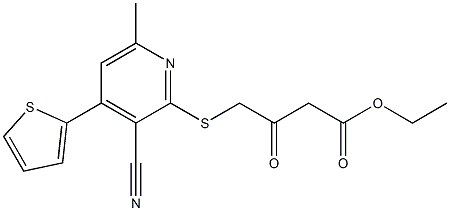 ethyl 4-{[3-cyano-6-methyl-4-(2-thienyl)-2-pyridinyl]sulfanyl}-3-oxobutanoate 구조식 이미지