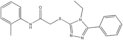 2-[(4-ethyl-5-phenyl-4H-1,2,4-triazol-3-yl)sulfanyl]-N-(2-methylphenyl)acetamide 구조식 이미지