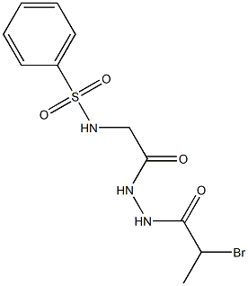 N-{2-[2-(2-bromopropanoyl)hydrazino]-2-oxoethyl}benzenesulfonamide 구조식 이미지