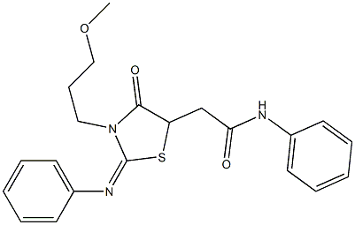 2-[3-(3-methoxypropyl)-4-oxo-2-(phenylimino)-1,3-thiazolidin-5-yl]-N-phenylacetamide 구조식 이미지