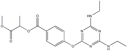 2-methoxy-1-methyl-2-oxoethyl 4-{[4,6-bis(ethylamino)-1,3,5-triazin-2-yl]oxy}benzoate 구조식 이미지