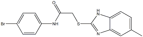 N-(4-bromophenyl)-2-[(5-methyl-1H-benzimidazol-2-yl)sulfanyl]acetamide 구조식 이미지