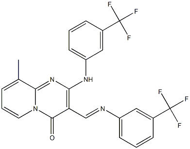 9-methyl-2-[3-(trifluoromethyl)anilino]-3-({[3-(trifluoromethyl)phenyl]imino}methyl)-4H-pyrido[1,2-a]pyrimidin-4-one 구조식 이미지