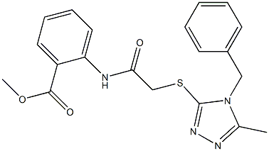 methyl 2-[({[5-methyl-4-(phenylmethyl)-4H-1,2,4-triazol-3-yl]sulfanyl}acetyl)amino]benzoate 구조식 이미지