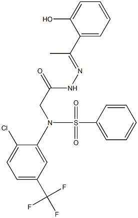 N-[2-chloro-5-(trifluoromethyl)phenyl]-N-(2-{2-[1-(2-hydroxyphenyl)ethylidene]hydrazino}-2-oxoethyl)benzenesulfonamide 구조식 이미지