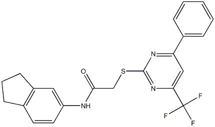 N-(2,3-dihydro-1H-inden-5-yl)-2-{[4-phenyl-6-(trifluoromethyl)-2-pyrimidinyl]sulfanyl}acetamide Structure