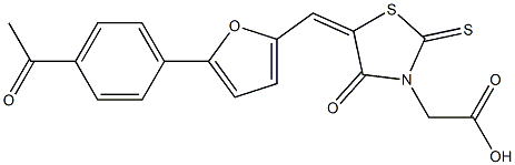 (5-{[5-(4-acetylphenyl)-2-furyl]methylene}-4-oxo-2-thioxo-1,3-thiazolidin-3-yl)acetic acid 구조식 이미지