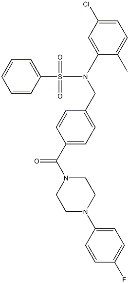 N-(5-chloro-2-methylphenyl)-N-(4-{[4-(4-fluorophenyl)-1-piperazinyl]carbonyl}benzyl)benzenesulfonamide 구조식 이미지