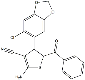 2-amino-5-benzoyl-4-(6-chloro-1,3-benzodioxol-5-yl)-4,5-dihydro-3-thiophenecarbonitrile Structure