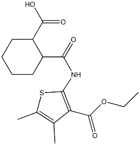 2-({[3-(ethoxycarbonyl)-4,5-dimethyl-2-thienyl]amino}carbonyl)cyclohexanecarboxylic acid 구조식 이미지