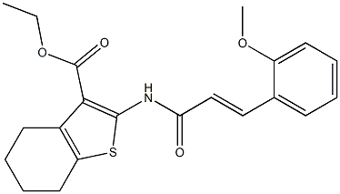 ethyl 2-{[3-(2-methoxyphenyl)acryloyl]amino}-4,5,6,7-tetrahydro-1-benzothiophene-3-carboxylate 구조식 이미지