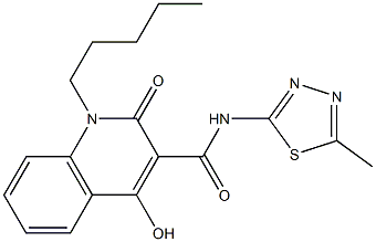 4-hydroxy-N-(5-methyl-1,3,4-thiadiazol-2-yl)-2-oxo-1-pentyl-1,2-dihydroquinoline-3-carboxamide 구조식 이미지