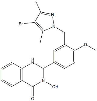 2-{3-[(4-bromo-3,5-dimethyl-1H-pyrazol-1-yl)methyl]-4-methoxyphenyl}-3-hydroxy-2,3-dihydro-4(1H)-quinazolinone Structure