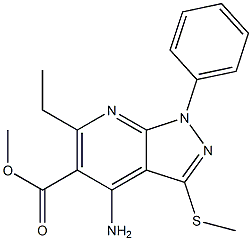 methyl 4-amino-6-ethyl-3-(methylsulfanyl)-1-phenyl-1H-pyrazolo[3,4-b]pyridine-5-carboxylate Structure