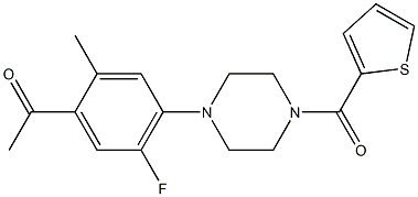 1-{5-fluoro-2-methyl-4-[4-(thien-2-ylcarbonyl)piperazin-1-yl]phenyl}ethanone 구조식 이미지