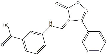 3-{[(5-oxo-3-phenyl-4(5H)-isoxazolylidene)methyl]amino}benzoic acid 구조식 이미지