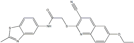 2-{[3-cyano-6-(ethyloxy)quinolin-2-yl]sulfanyl}-N-(2-methyl-1,3-benzothiazol-5-yl)acetamide Structure