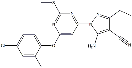 5-amino-1-[6-(4-chloro-2-methylphenoxy)-2-(methylsulfanyl)pyrimidin-4-yl]-3-ethyl-1H-pyrazole-4-carbonitrile 구조식 이미지