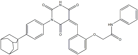 2-{2-[(1-[4-(1-adamantyl)phenyl]-2,4,6-trioxotetrahydro-5(2H)-pyrimidinylidene)methyl]phenoxy}-N-phenylacetamide Structure