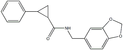 N-(1,3-benzodioxol-5-ylmethyl)-2-phenylcyclopropanecarboxamide 구조식 이미지