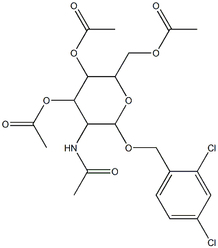 3-(acetylamino)-5-(acetyloxy)-6-[(acetyloxy)methyl]-2-[(2,4-dichlorobenzyl)oxy]tetrahydro-2H-pyran-4-yl acetate 구조식 이미지