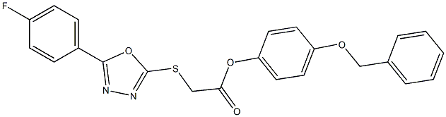 4-(benzyloxy)phenyl {[5-(4-fluorophenyl)-1,3,4-oxadiazol-2-yl]sulfanyl}acetate 구조식 이미지