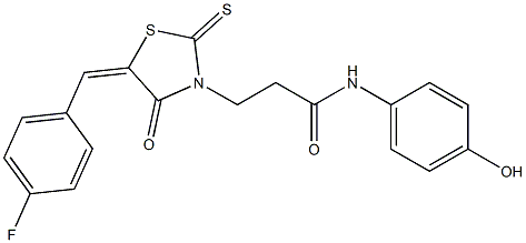 3-[5-(4-fluorobenzylidene)-4-oxo-2-thioxo-1,3-thiazolidin-3-yl]-N-(4-hydroxyphenyl)propanamide Structure