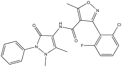 3-(2-chloro-6-fluorophenyl)-N-(1,5-dimethyl-3-oxo-2-phenyl-2,3-dihydro-1H-pyrazol-4-yl)-5-methyl-4-isoxazolecarboxamide Structure