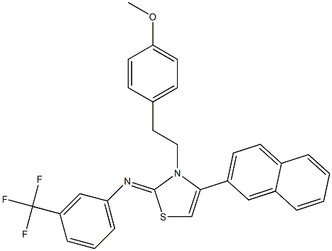 N-(3-[2-(4-methoxyphenyl)ethyl]-4-(2-naphthyl)-1,3-thiazol-2(3H)-ylidene)-N-[3-(trifluoromethyl)phenyl]amine Structure